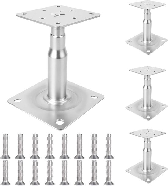 4 stuks paaldragers, paaldragers in hoogte verstelbaar, 100-130 mm, balkschoen voor hekken, schuilplaatsen, carports, pergola's, bouwwerkzaamheden