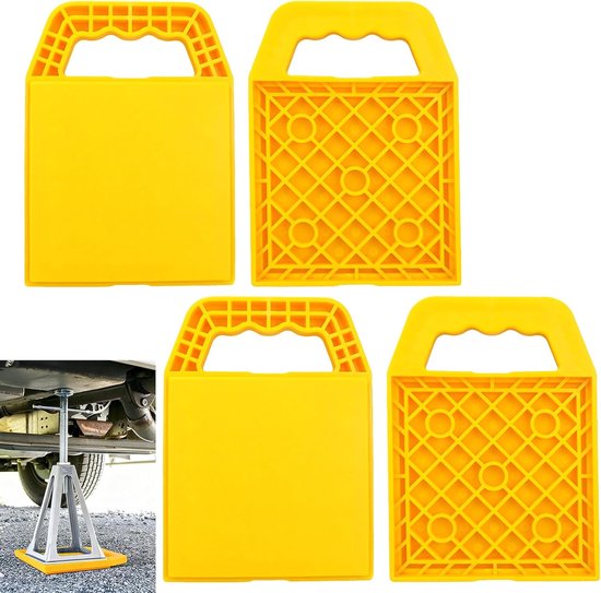 4 stuks steunplaten voor caravans, 23 x 17 x 2 cm, onderleggerplaten voor caravans, steunplaten, stapelbaar met handgreep, krikpads, stabilisator, steunplaten voor caravans, campers en