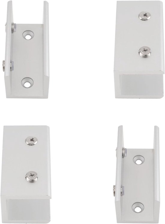 4 Stuks Verstelbare Aluminium Leger Glas Klemmen - Steunbeugels voor Wandmontage Geschikt voor 18-20mm Dikte Glas