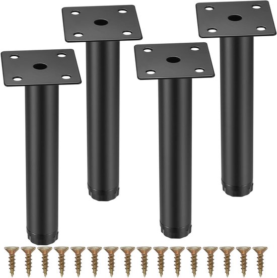 4 Stuks Verstelbare Meubelpoten van 18 cm, Metalen Steunpoten voor Sofa, Tafel en Keukenkasten