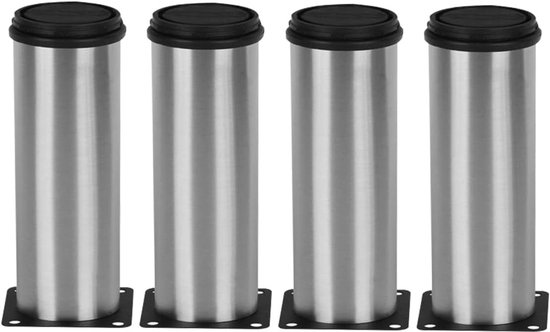 4 Stuks Verstelbare RVS Meubelpoten met Bevestigingsschroeven voor Kasten, Tafels en Banken - 50x150mm