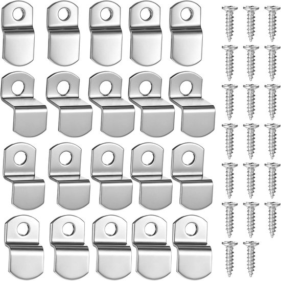 40 stuks offset canvas clips, fotolijsthangers, 20 stuks robuuste fotolijsten, spiegelclip met 20 schroeven, Z-vorm, canvas, schilderij, montage, clip, verborgen houder voor foto, foto, spiegel