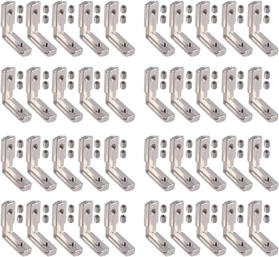 40 x T-sleuf, T-groef binnenhoek, buitenhoek, aluminium profiel, hoekverbinder, L-vorm, binnenhoekverbinder, groef 8 M6, voor 4040 profielverbindingen met schroeven