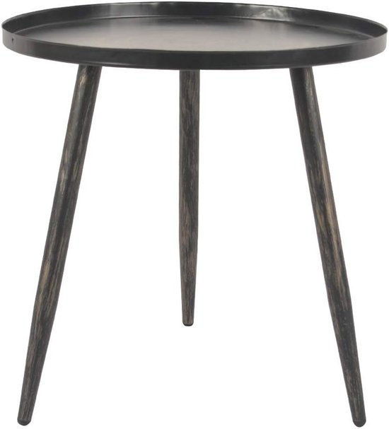 45cm metalen bijzettafel voor woonkamer, ronde sofa End salontafel, moderne eenvoudige metalen frame snacktafel, nachtkastje voor nachtkastje bureau voor slaapkamer, bijzettafels (zwart/goud)