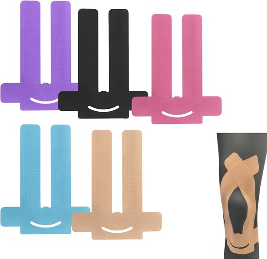 5 Stuks Kinesiotape Voor Sport, Vooraf Geknipte Tapes Voor Knieën en Duurzame Ondersteuning