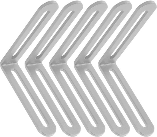 5 stuks roestvrij staal verstelbare hoekcode, 80 x 80 x 20 mm L-vormige 90 graden hoekbeugels voor meubels, zilver