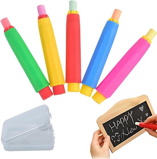 5 Stuks Verstelbare Krijthouders met Opberghoes voor Krijt van Merkloos