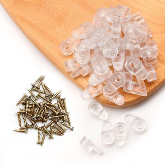 50 Stuks Glazen Retainer Clips met Schroeven, Glazen Planksteunen en Klemmen voor 1-4mm Glas, Ideaal voor Kasten en Spiegels