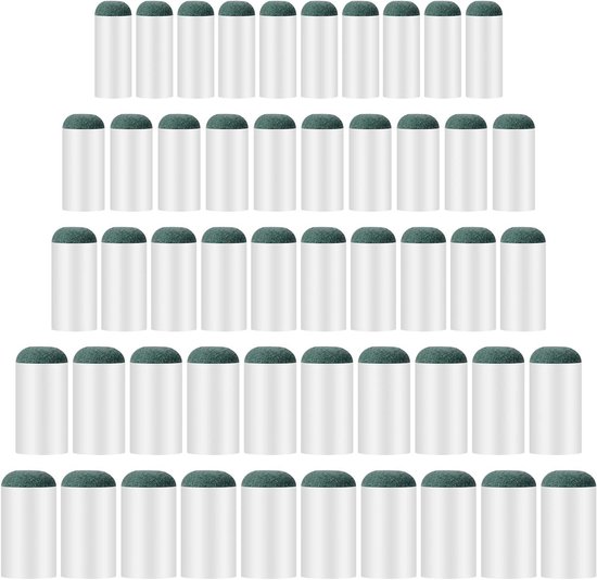 50 Stuks Slip On Billiard Cue Tips in 5 Maten, Geschikt voor Snooker en Pool, Eenvoudig te Gebruiken zonder Lijm of Gereedschap van Merkloos