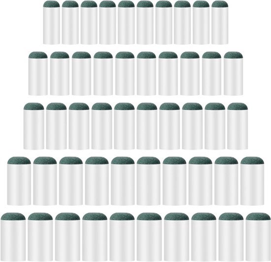 50 Stuks Slip On Billiard Cue Tips in 5 Maten, Geschikt voor Snooker en Pool, Eenvoudig te Gebruiken zonder Lijm