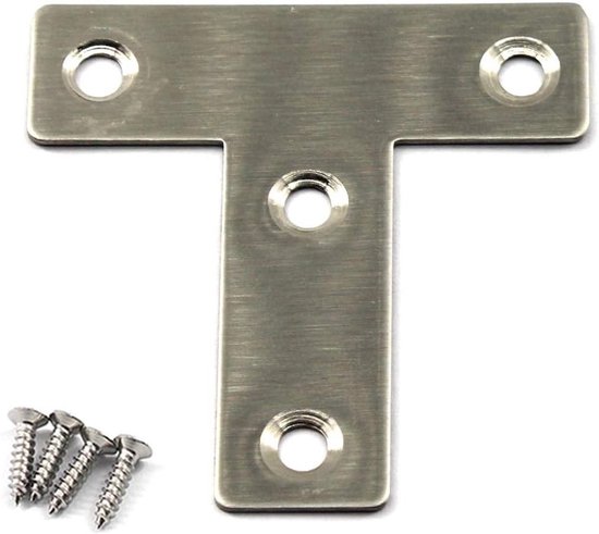 50x50mm Hoekconnectoren van RVS - 30 Stuks T-vormige Beugels met Schroeven voor Stevige Bevestiging en Ondersteuning