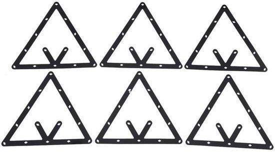 6-delige Billiardrackset - Zwarte driekhoekige ballenhouder voor pooltafel - Billiardaccessoires voor snookercue-positionering en krijtsjabloon voor ballen