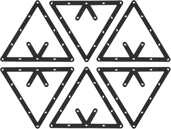 6 Piece Billiard Rack Set - Zwarte Driehoekige Ballenhouder voor Pooltafel - Billiardaccessoires voor Snooker Cue Positionering en Chalk Ball Template van Merkloos