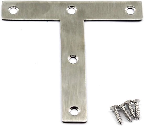 (6 stuks) 120x120x2mmHoek Connector Hoek Beugels (Dikte 2mm) Roestvrij Staal T Vorm Brace Beugels Met Schroeven