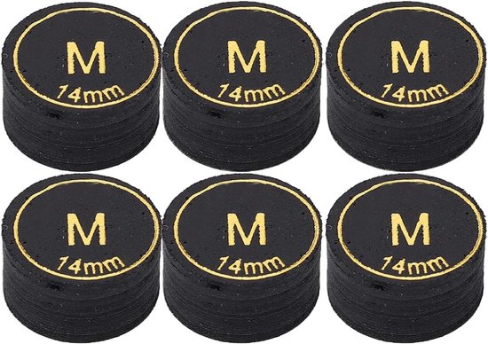 6 Stuks 14mm Biljartkeu Tips, Vervangende Tips voor Biljart en Snooker Spelers met Hoge Kwaliteit