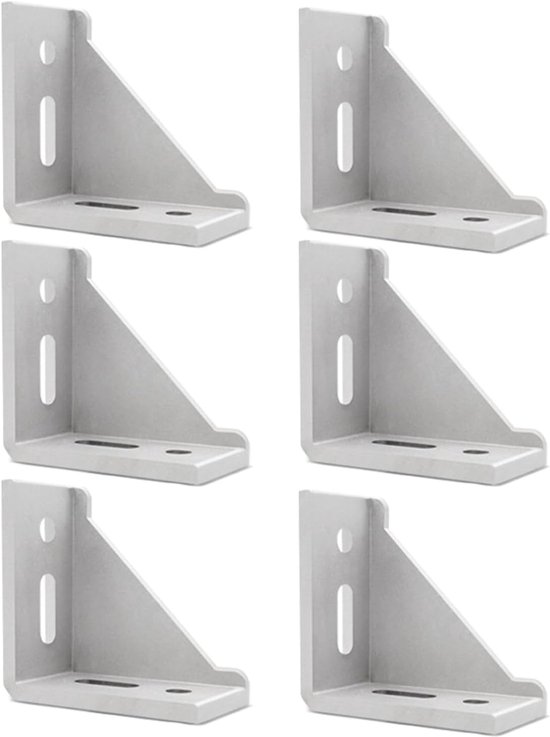 6 stuks bevestigingsmateriaal, hoek, 40 x 80 aluminium profielconnector, hoekbevestiging moer, hoekverbinder, aluminium hoekconnector voor hoeken, wandhouder, montagemateriaal, TAOZHUGONG (4080 - 6