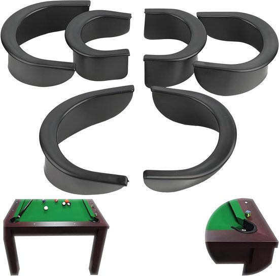 6 Stuks Biljarttafel Pocket Inserts - Biljart Poort Liner, Gat Liner en Perforated Pockets voor Biljarttafel (Zwart)