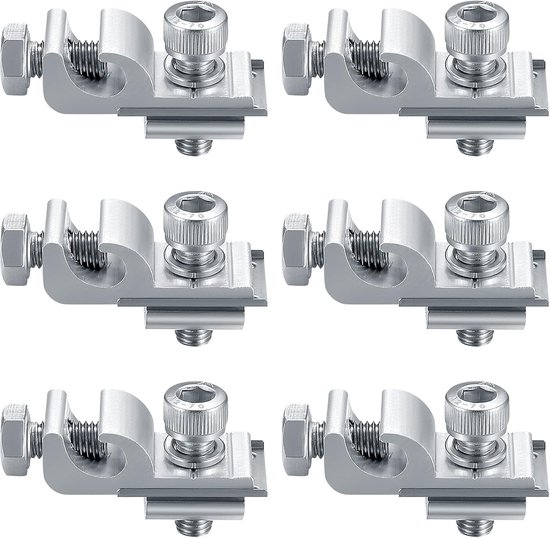 6 Stuks Grondclips voor Zonnepanelen, Ondersteuning voor Fotovoltaïsche Systemen, Bevestigingsmiddelen voor Vloerbevestiging en Aarding