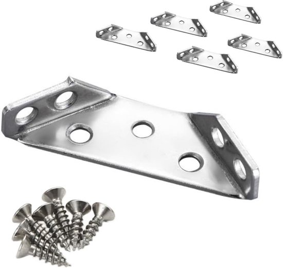 6 stuks roestvrij stalen hoekbeugels met schroeven voor meubelreparatie, hoekbeugels hoekbeugel die geperforeerde metalen beugel aansluiten