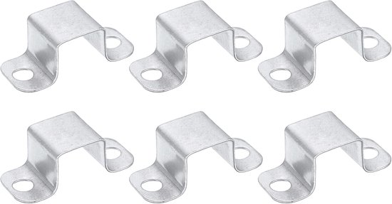 6 stuks U-connector 31 x 30 mm, bevestiging voor vierkante buis, klemklem van verzinkt staal voor slang, bevestiging voor houten hekpalen, voor installatie van, zilver