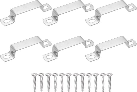 6 stuks U-vormige buisklemmen voor vierkante buis 60 x 20 mm U-houder van roestvrij staal 304 met zelfborende kruiskopschroeven voor buizen stangen