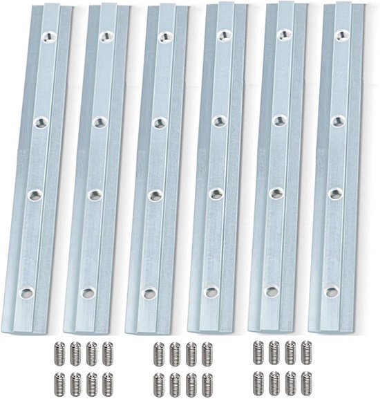6 stuks verbindingsstukken aluminium profiel 30x30, aluminium profielconnector, 180 mm profielconnector voor 30X30 met M6 profielen schroeven voor constructieprofielen aluminium profiel 3030