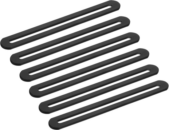 6 stuks verstelbare platte reparatieplaat met sleuf, 155 x 19 mm roestvrij staal, rechte hoeksteunen voor houten meubels, zwart