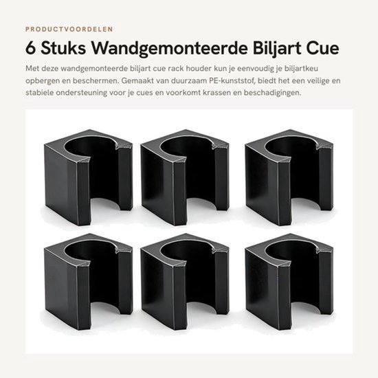6 Stuks Wandgemonteerde Biljart Cue Rack Houder