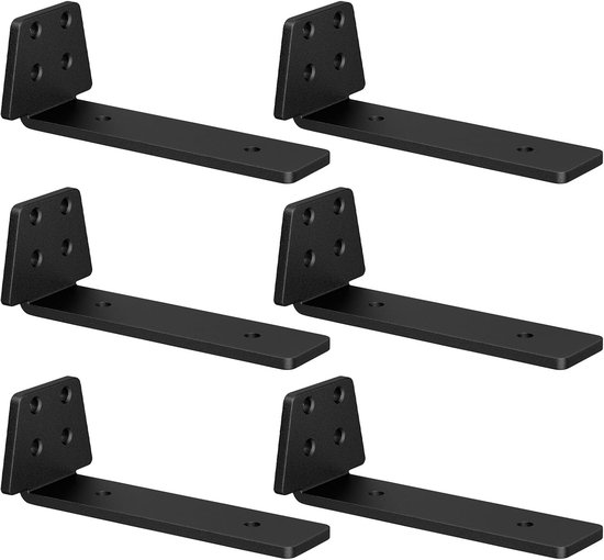 6 Stuks Zwevende Plankdragers, Wandgemonteerde Plankdragers 15cm, Zwart