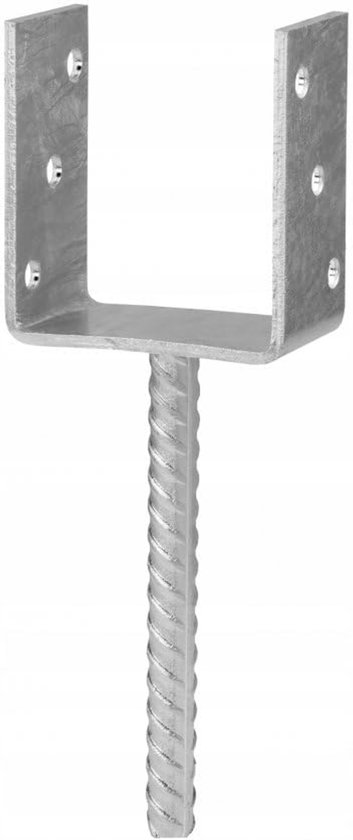 6 x U-vormige paaldragers om in beton te zetten | steunpoot 91 x 120 x 60 mm | paalanker verzinkt staal 4 mm | grondanker voor houten palen | paalschoen voor terrassen en hekken
