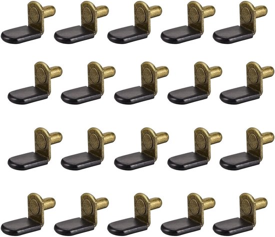 6mm Steunpen voor Planken, 20 Stuks L-Vormige Steunbeugels met Gat voor Kasten en Meubels met Rubberbescherming
