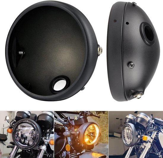7 inch Retro LED koplamp basis in zwart voor motorfiets