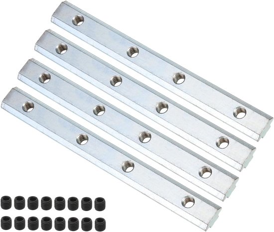 7,1 inch rechte lijn connector, 4 stuks T/V-sleuf aluminium extrusie connector hoekbeugel met M8-schroeven voor 45-serie aluminium profiel (zilver)