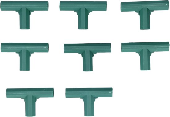 8-delige T-vormige connector set voor 16mm kasframe, ideale adapter voor tuinplanten ondersteuning en kweekkassen