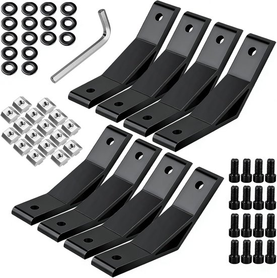 8 stuks 135 graden hoek, aluminium profiel, 30 x 30 cm, hoekverbinder, 135 graden, aluminiumlegering met aluminium profiel, connector, aluminium, zwart, voor stangprofiel, CNC-router