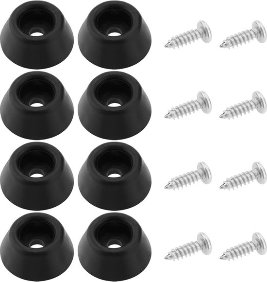 8 stuks Biljart Staart Beschermende Mouw met Schroeven 27x12mm Biljartkeu Rubber Bumper Accessoires Rubber Platte Bodem Ondersteuning (zwart)
