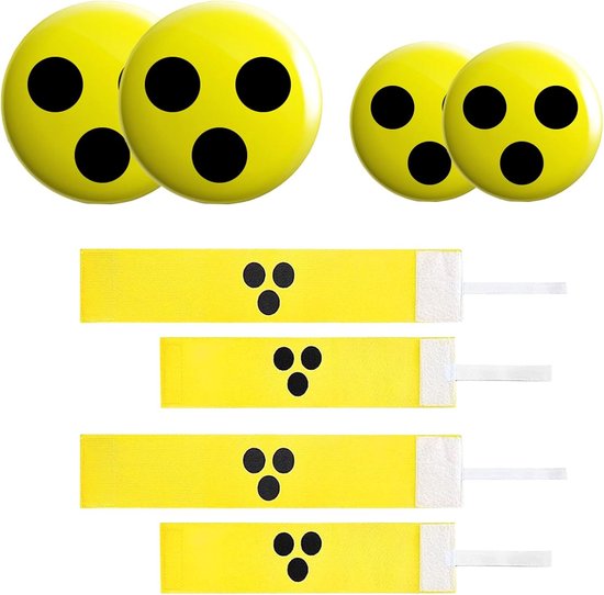 8 Stuks Blinde Bandage en Badges: Blinde Armband met Dots, Steun voor Visueel Gehandicapten, Zwart, 17.7*12.2*2.5cm, Inclusief Geschenkverpakking en Comfortabele Pasvorm