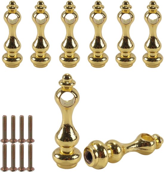 8 stuks metalen spindels Meubelschakelaars, gouden plankrailfittingen, voor balusters, stoelrails, wijnrekken en displaykarren