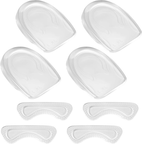 8 Stuks Transparante Gel Hielpads voor Schoenen, Verhogende Inlegzolen voor Comfort en Ondersteuning, Zachte Hielverhogers voor Dames en Heren (2 cm) van Merkloos