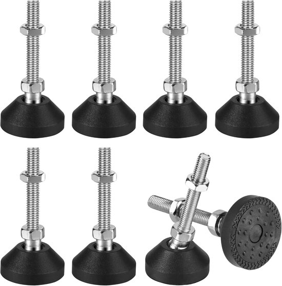 8 Stuks Verstelbare Voeten M8 x 50 mm Ø 40 mm - Meubelvoeten voor Tot 450 kg - Verstelbare Schroeven met 20° Hellingshoek