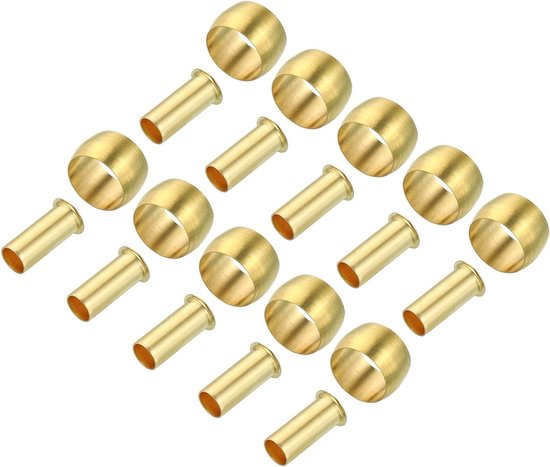 8mm Messing Compressiehulzen - 20 Stuks Ferrules voor Slangen en Pijpen, Geschikt voor Lucht, Water en Gas