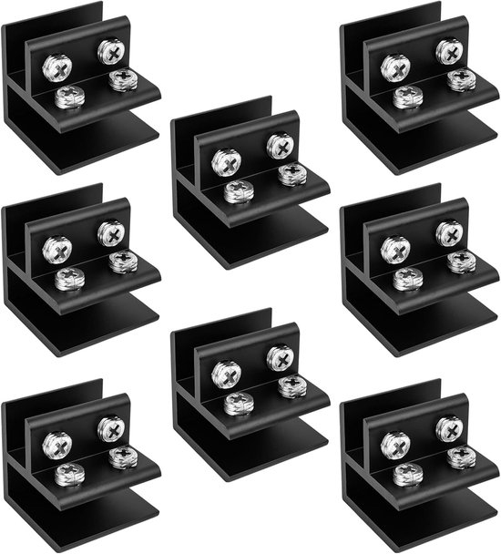 90 graden glasklem voor 10-12 mm dikte, verstelbare glazen plank beugel houder klem, kast kast 90 graden 8 stuks zwart