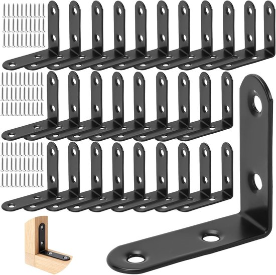 90 Graden Hoekbeugels, 50 x 50 x 2 mm, RVS L-vormige Hoekbeugels voor Hout, Verpakking van 50 Stuks, Sterk en Duurzaam