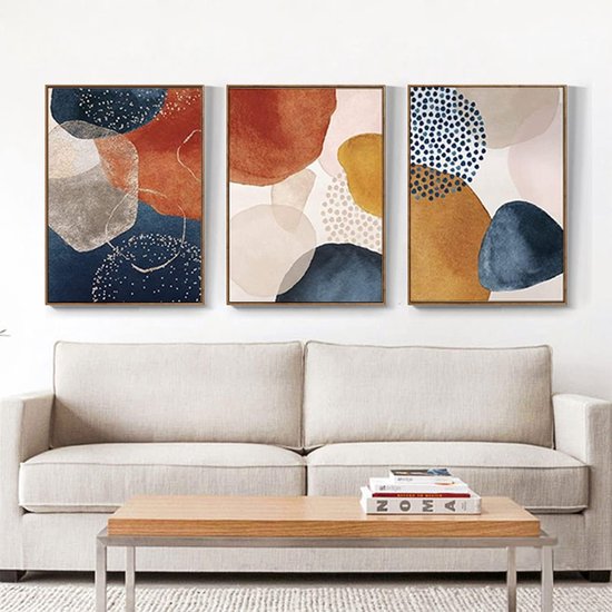 Abstracte Lijn Geometrie Afbeeldingen, Abstracte Botanische Kunst Poster, Interieur Home Decor Muurkunst, Zonder Lijst (30 x 40cm*3, Afbeeldingen-8)..