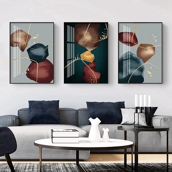 Abstracte lijn geometrie afbeeldingen, abstracte botanische kunst poster, woondecoratie, kunst aan de muur, frameloos (20 x 30 cm x 3, foto's 7)