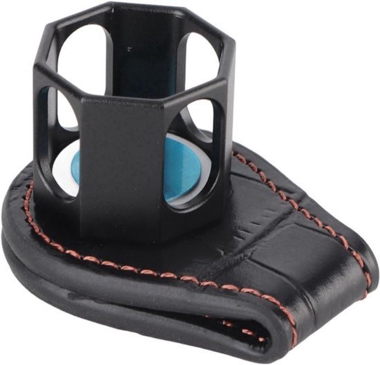 Achthoekige biljartkrijthouder - Draagbaar - Met magnetische clip - Aluminium poolaccessoire - Zwart - Snookertool-opbergdoos
