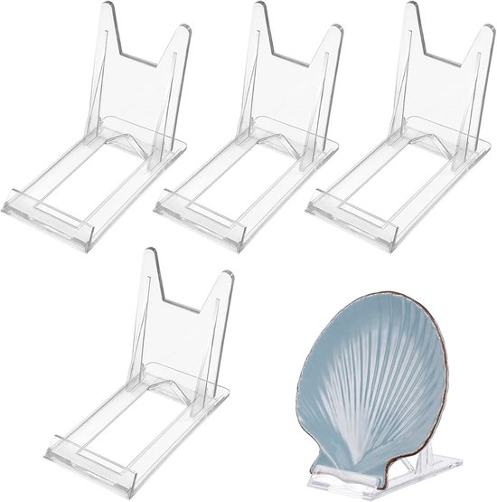 Acryl Plate Houder Set van 4 - Stevige en Stijlvolle Ondersteuning voor Borden en Schalen
