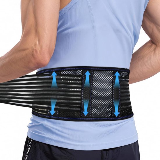Ademend Niergordel voor Mannen en Vrouwen, Verstelbaar met 4 Stalen Rails, Orthopedische Steungordel voor Sport en Werk, Comfortabel en Duurzaam