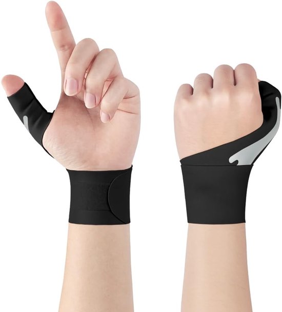 Ademende en Zachte Duimspalk voor Links en Rechts - Set van 2, Duimgewricht Bandage, Hand- en Polssteun voor Mannen en Vrouwen (Zwart)