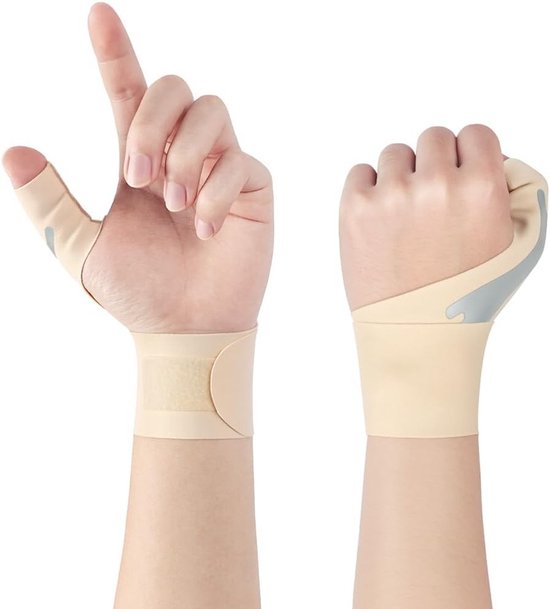 Ademende en Zachte Duimspalk voor Rechts en Links - Set van 2, Ideaal voor Duimgewricht en Polsbandage voor Mannen en Vrouwen (Huidkleur)